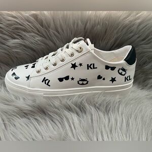 Karl Lagerfeld Women’s Cat Choupette Print Sneakers. Black n White New